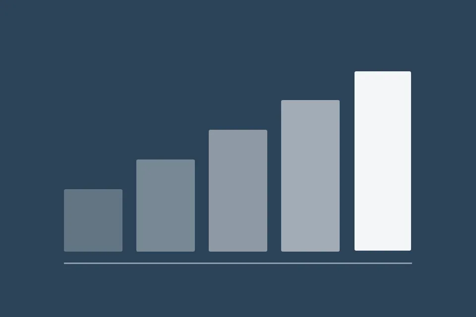 Grafik: fünf aufsteigende Säulen, die letzte in Weiß